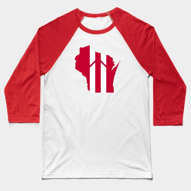 Wisconsin Stripe Baseball T-Shirt by StadiumSquad